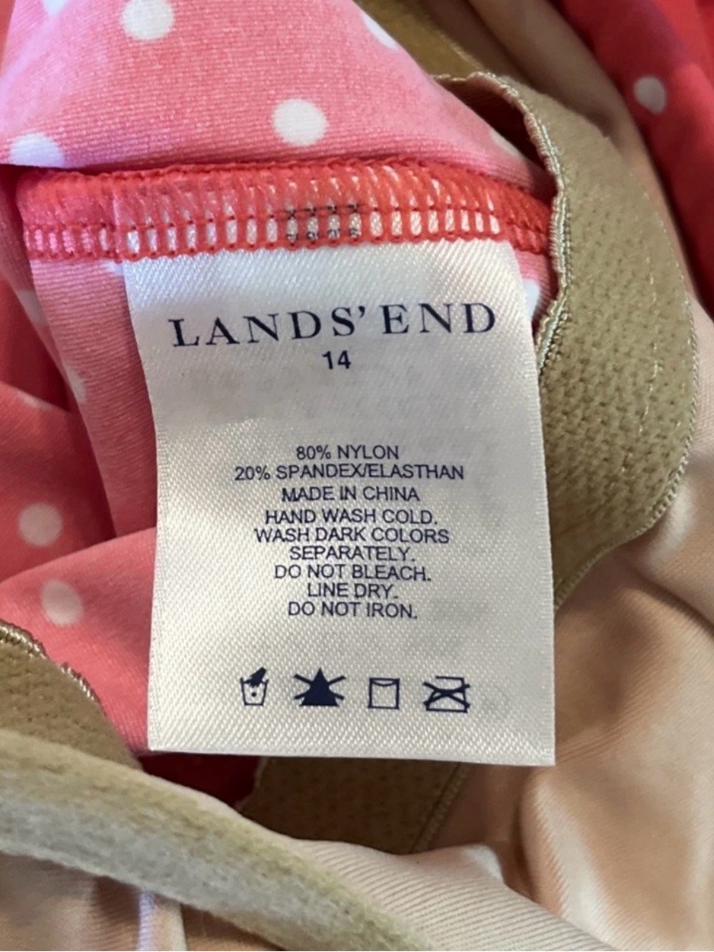 Lands’ End Coral Polka Dot Tankini Top & Swim Skirt Bottom Set Size 14 NWT - Picture 8 of 14